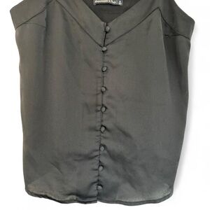 Small Black Abercrombie & Fitch A&F Spaghetti Strap Cami Tank Top Blouse Buttons